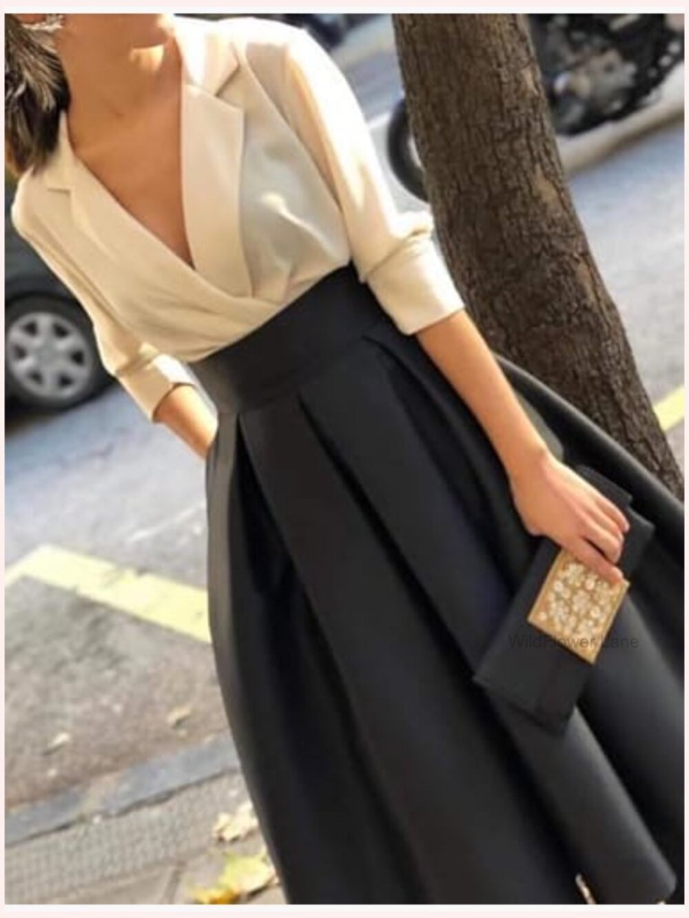 Satin Long Sleeve Prom Dress with Pockets Formal Evening Gown - Picture 5 of 7
